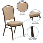Flash Furniture HERCULES Series Crown Back Stacking Banquet Chair in Tan Vinyl - Copper Vein Frame