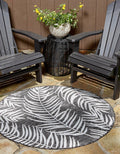 Unique Loom Outdoor Botanical Collection Area Rug - Palm (10 Round Charcoal/Ivory)
