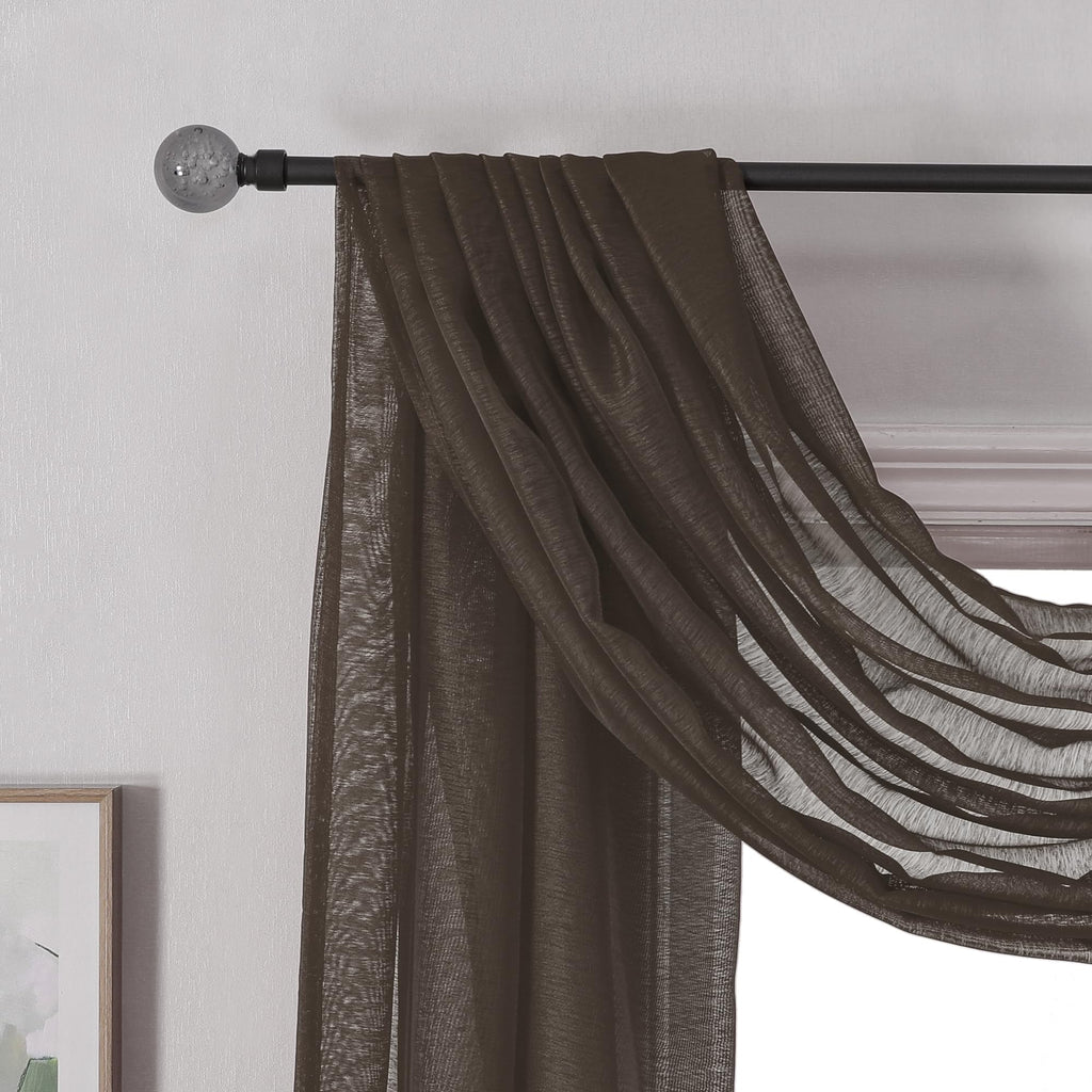 Donren Chocolate Brown Window Scarf For Outdoor Decoration - Add Luxury Beautiful Elegant Effect To Curtain Panels (1 Panel, 52