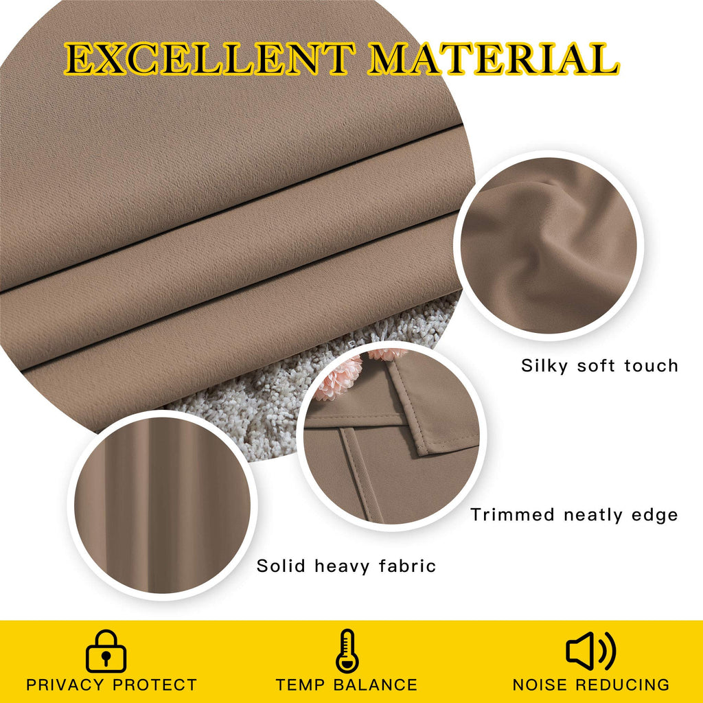 Nicetown Light Reducing Grommet Curtains - (W52 X L120, Cappuccino, 2 Pieces) Tripe Woven Textured Soft Curtain Panels For Livin
