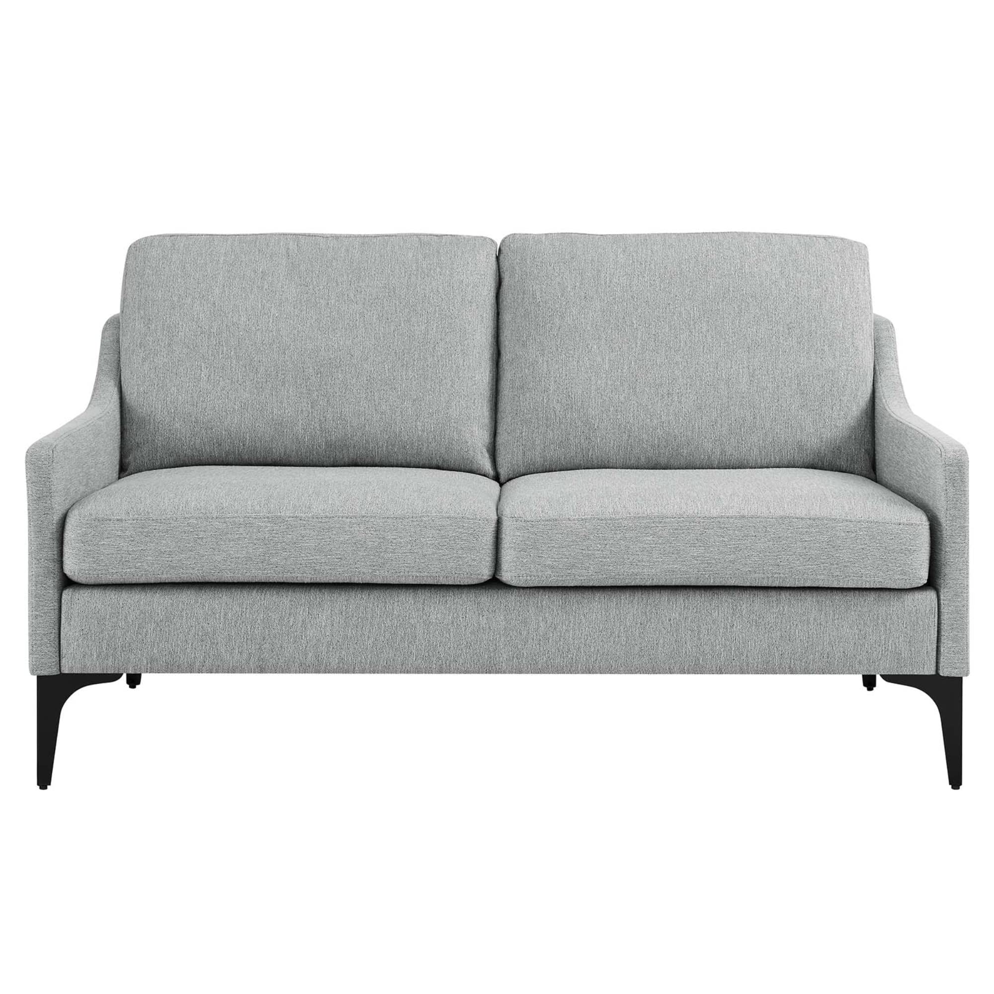 Modway Corland Upholstered Fabric And Metal Loveseat In Light Gray