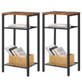 Hoctieon 2-Set 3 Tier End Table, Telephone Table Set Of 2, Tall Side Table With Storage Set Of 2, Small Nightstand For Small Spaces, Metal Frame, For Living Room, Bedroom, Sofa Couch, Rustic Brown