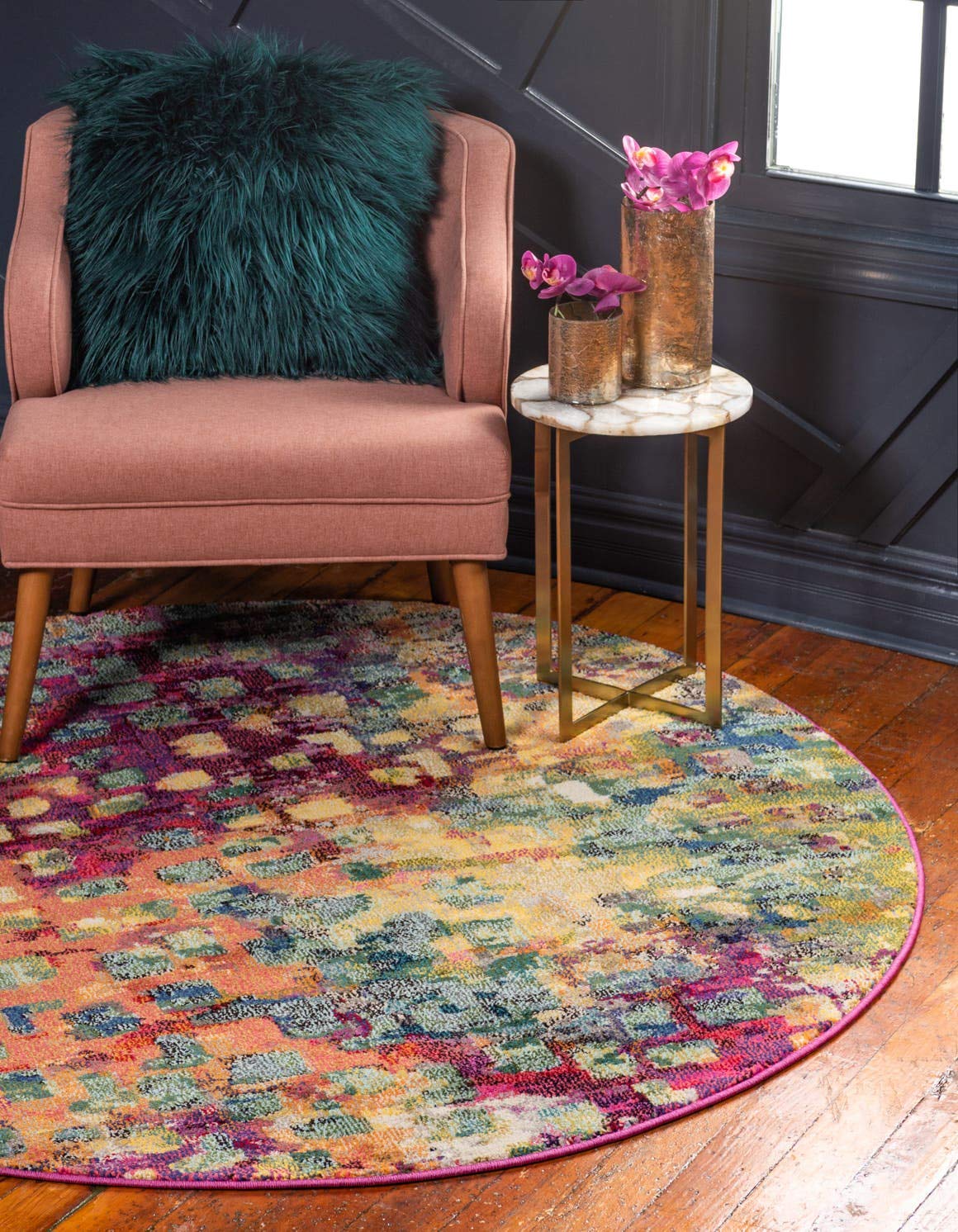 Unique Loom Jardin Collection Colorful, Vibrant, Abstract, Modern Area Rug, 4 0 x 4 0, Multi/Blue
