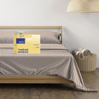 Thread Spread Luxury Egyptian Cotton King Stripe Sheet Set, 600 Thread Count Extra Long Staple 4 Pc Set, King Damask Sheets, Soft, Cooling Sateen Weave Striped Sheets Upto 18' Deep Pocket - Taupe