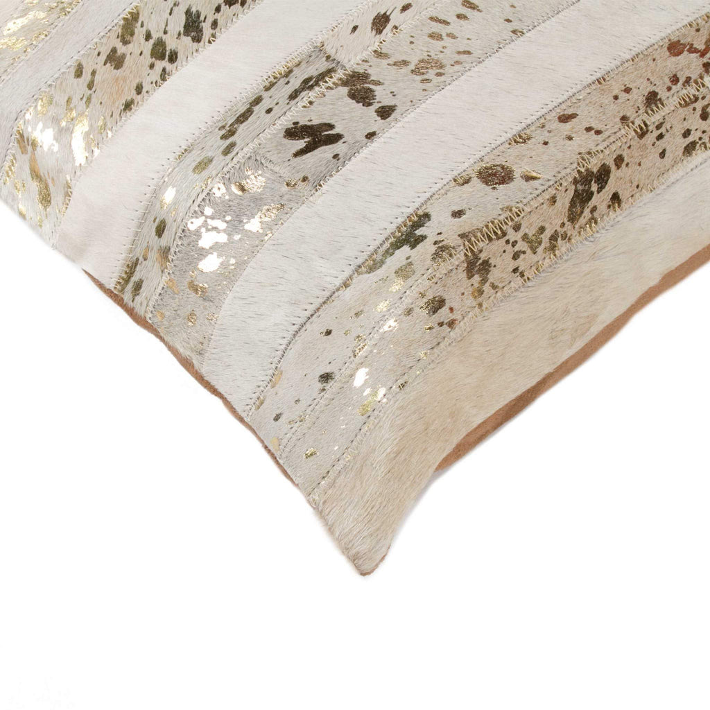 HomeRoots Kitchen 18' x 18' x 5' Natural and Gold Pillow with Hidden Zipper Closure