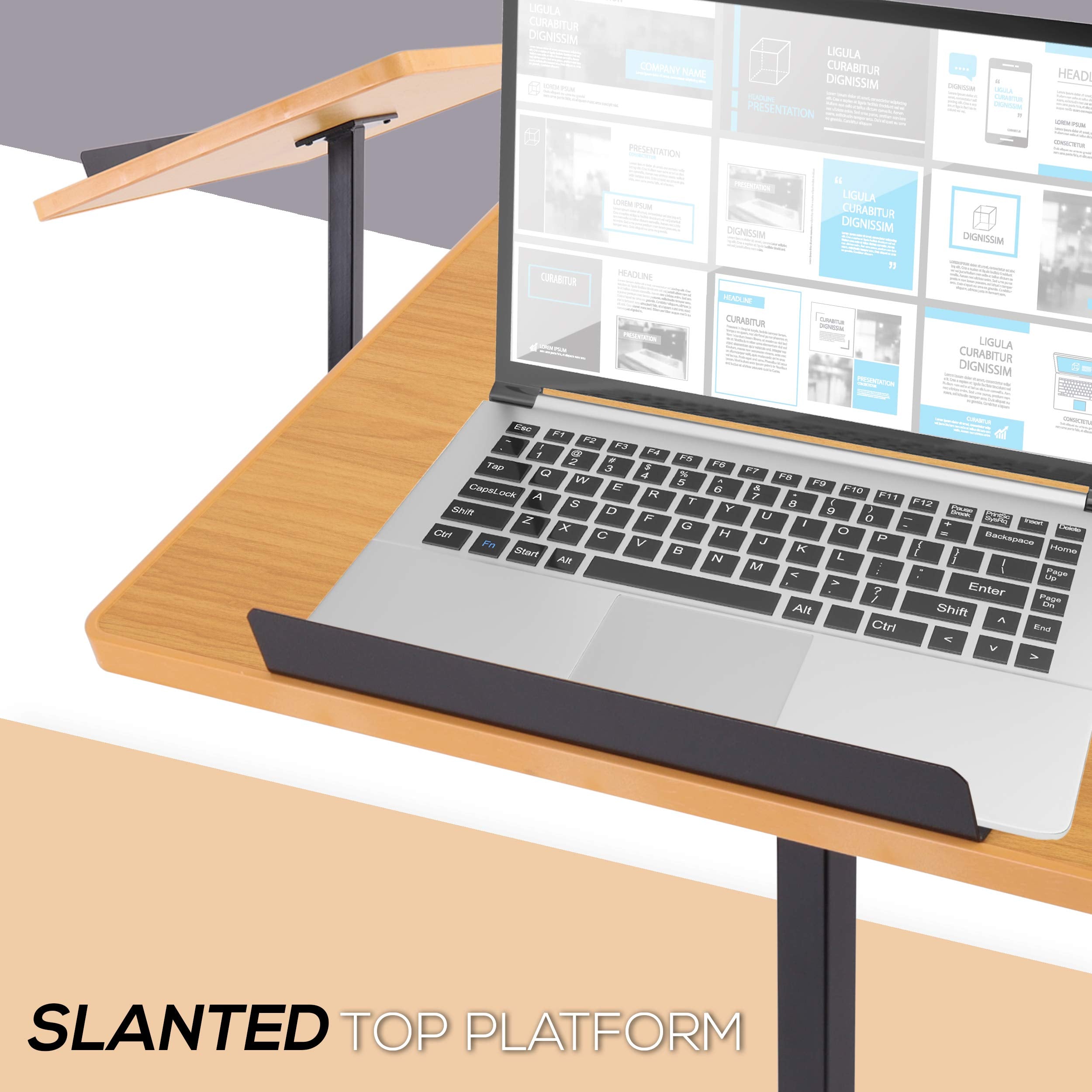 Portable Floor Lectern Podium Stand-Height Adjustable Steady Standing Design Teacher Speaker Lecture Classroom Presentation Stand, Laptop Computer Book Holder W/ Slanted Top Shelf-Pyle Plctnd44,Black