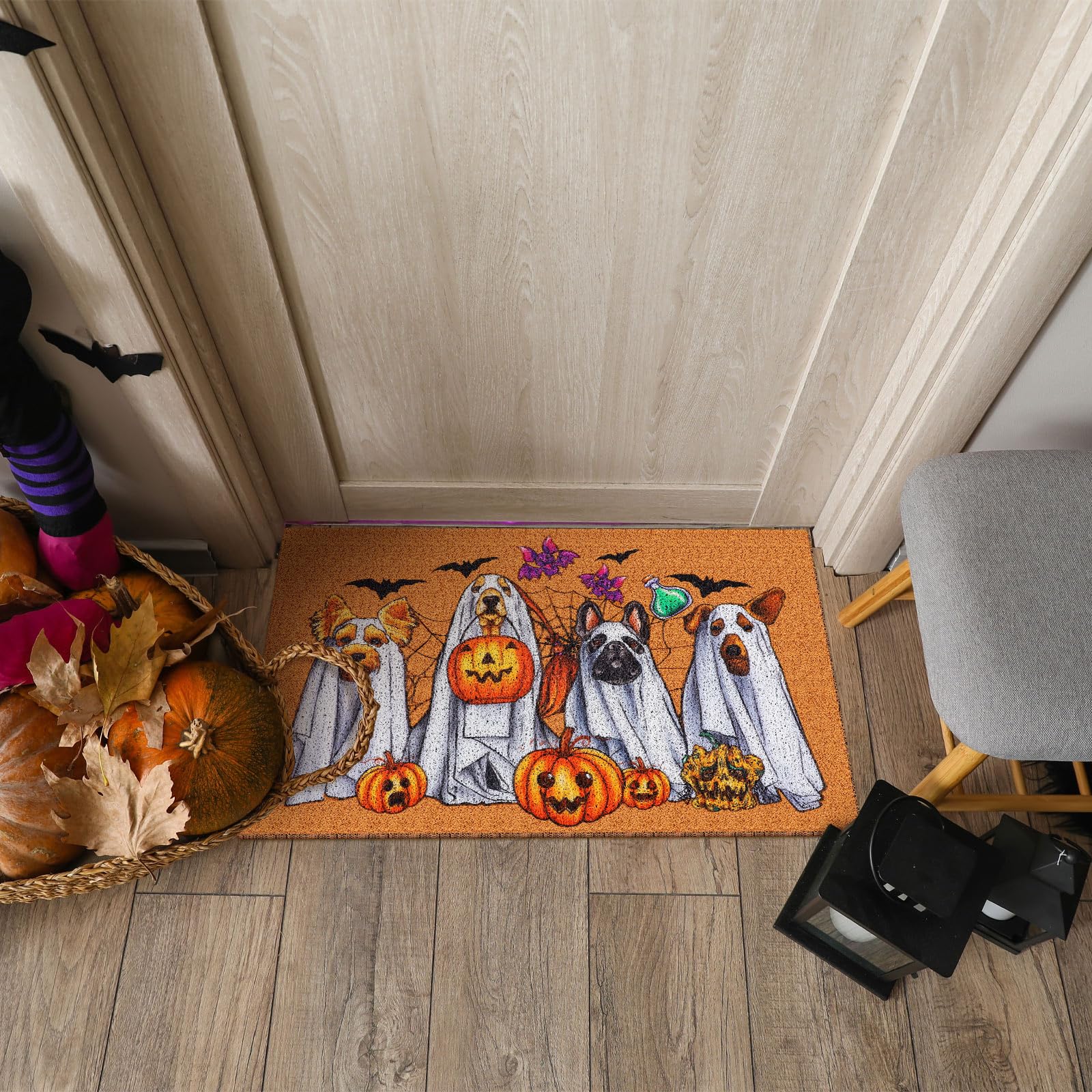 Drydiet Halloween Door Mat Outdoor Entrance Halloween Doormat Decoration Imitation Coir Doormat Farmhouse Floor Mats Door Rugs F