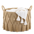 Leinuosen Boho Blanket Basket for Living Room Laundry, 20 x 13,Beige