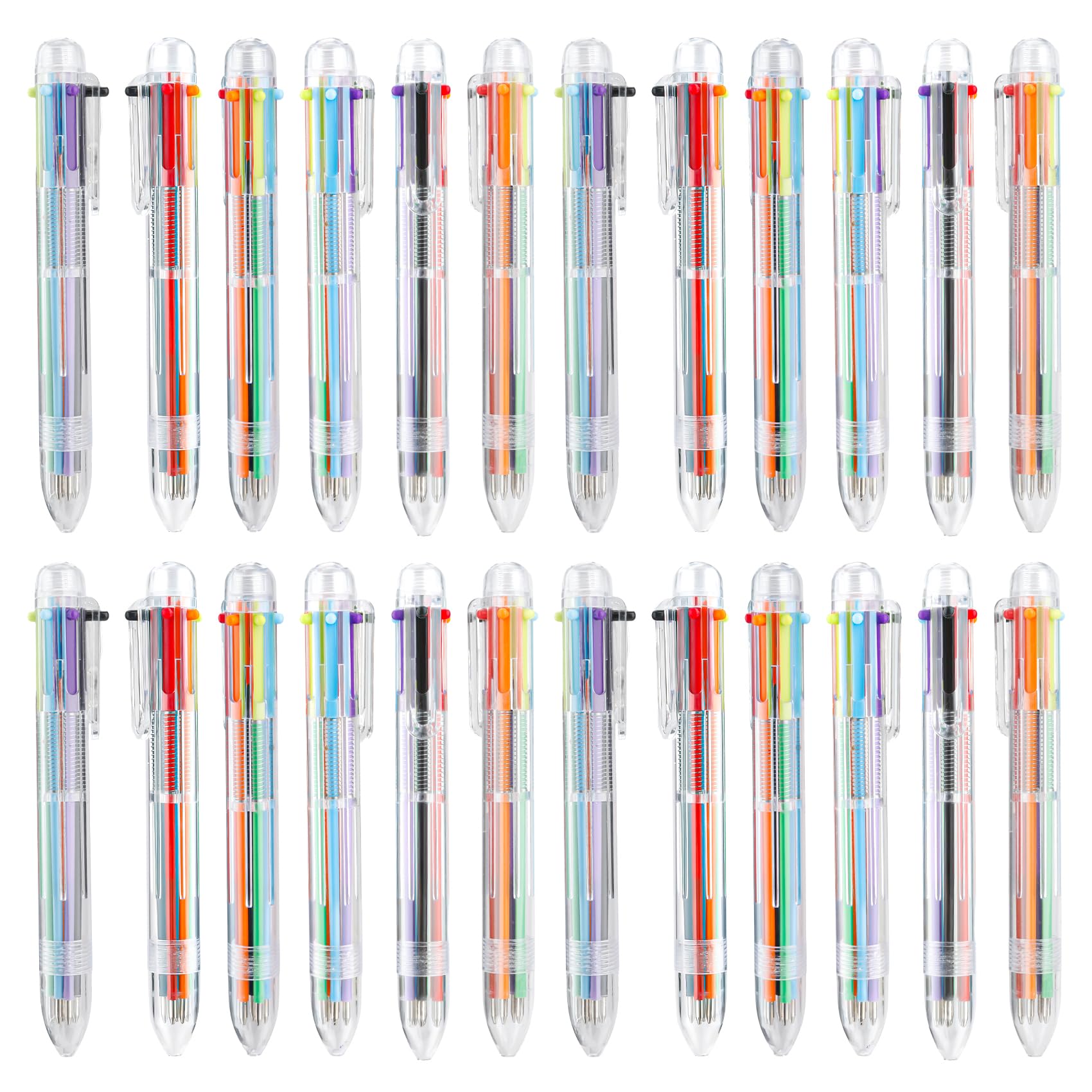 Classroom Valentines Day 24 Pcs Ballpoint Pens For School 6-In-1 Colored Pens Ballpoint Party Favors Office Supplies Multicolor