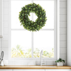 12-Inch Boxwood Wreath - Round Uv Resistant Artificial Spring, Summer, Fall, Or Winter Wreath - Indoor/Outdoor Wreaths For Front