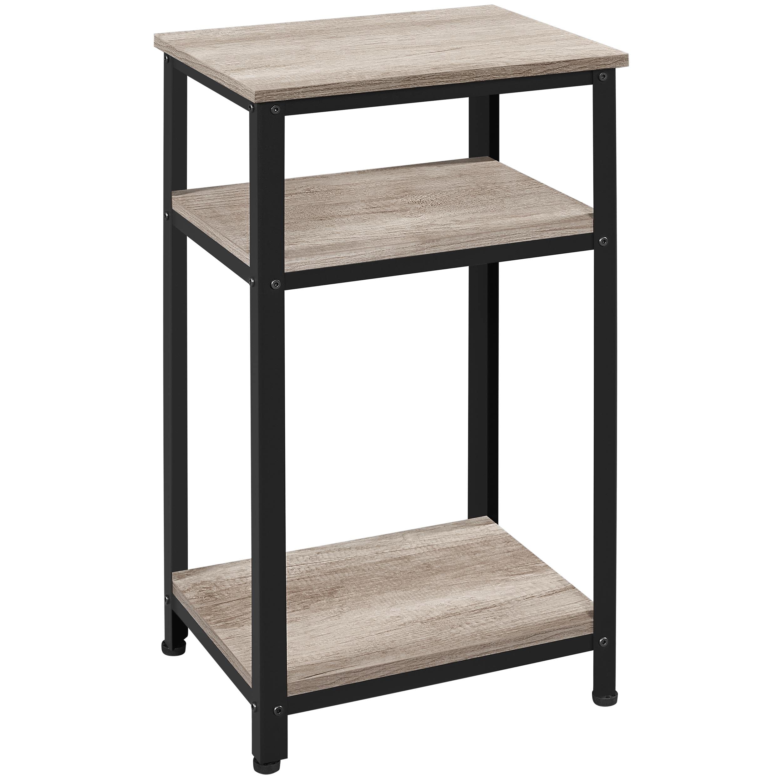 Yaheetech 30 in Tall End Table, 3-Tier Telephone Table with Strong Wooden Shelves, Small Side Table with Metal Frame for Living 