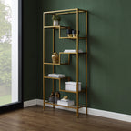 Crosley Furniture Sloane Bookshelf with Glass Shelves, Bookcase Storage, Gold