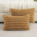 Futei Camel Striped Decorative Throw Pillow Covers 12X20 Inch Set Of 2,Rectangle Spring Decorations Couch Lumbar Pillowcase,Soft