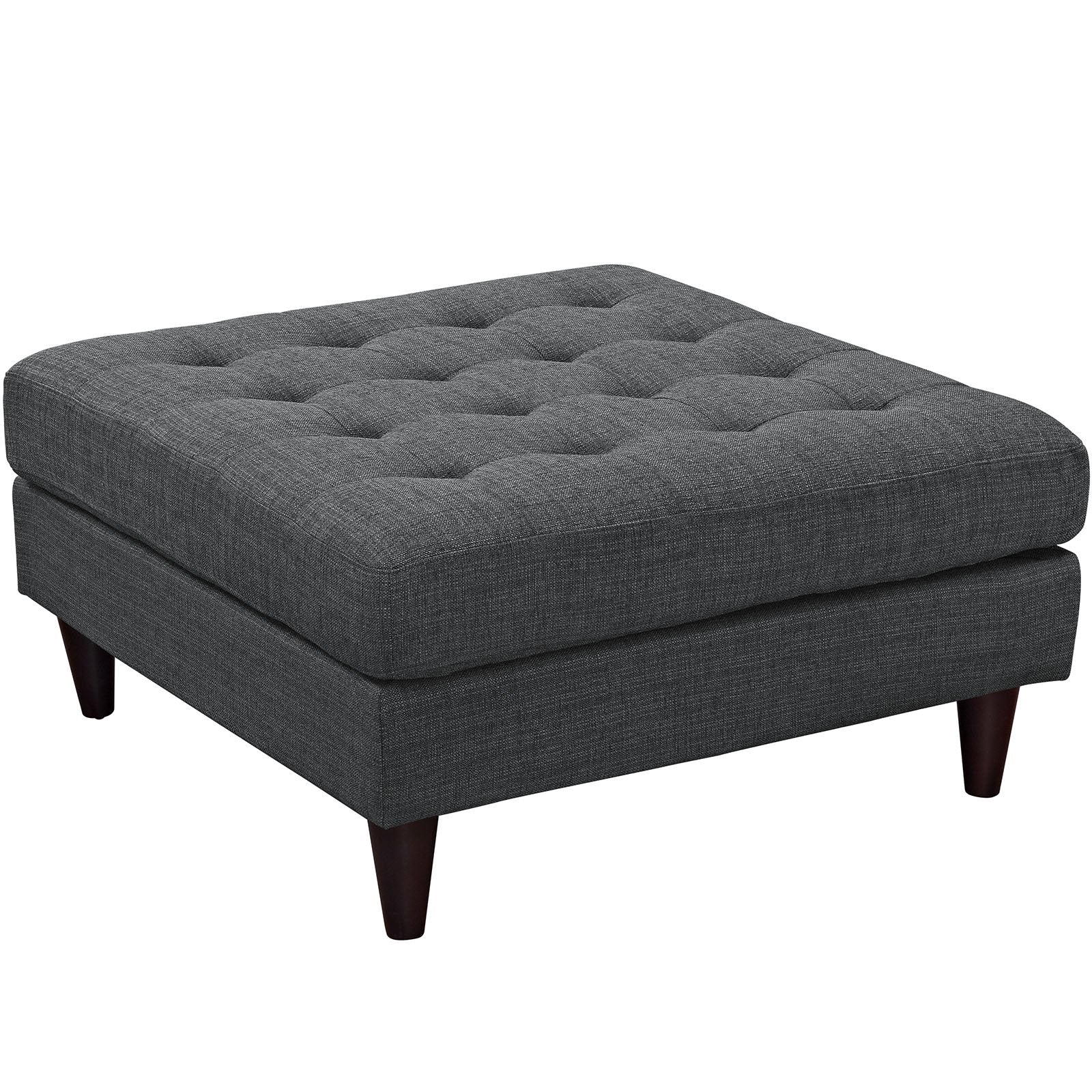 Modway Empress Mid-Century Modern Upholstered Fabric, Large Ottoman, Gray