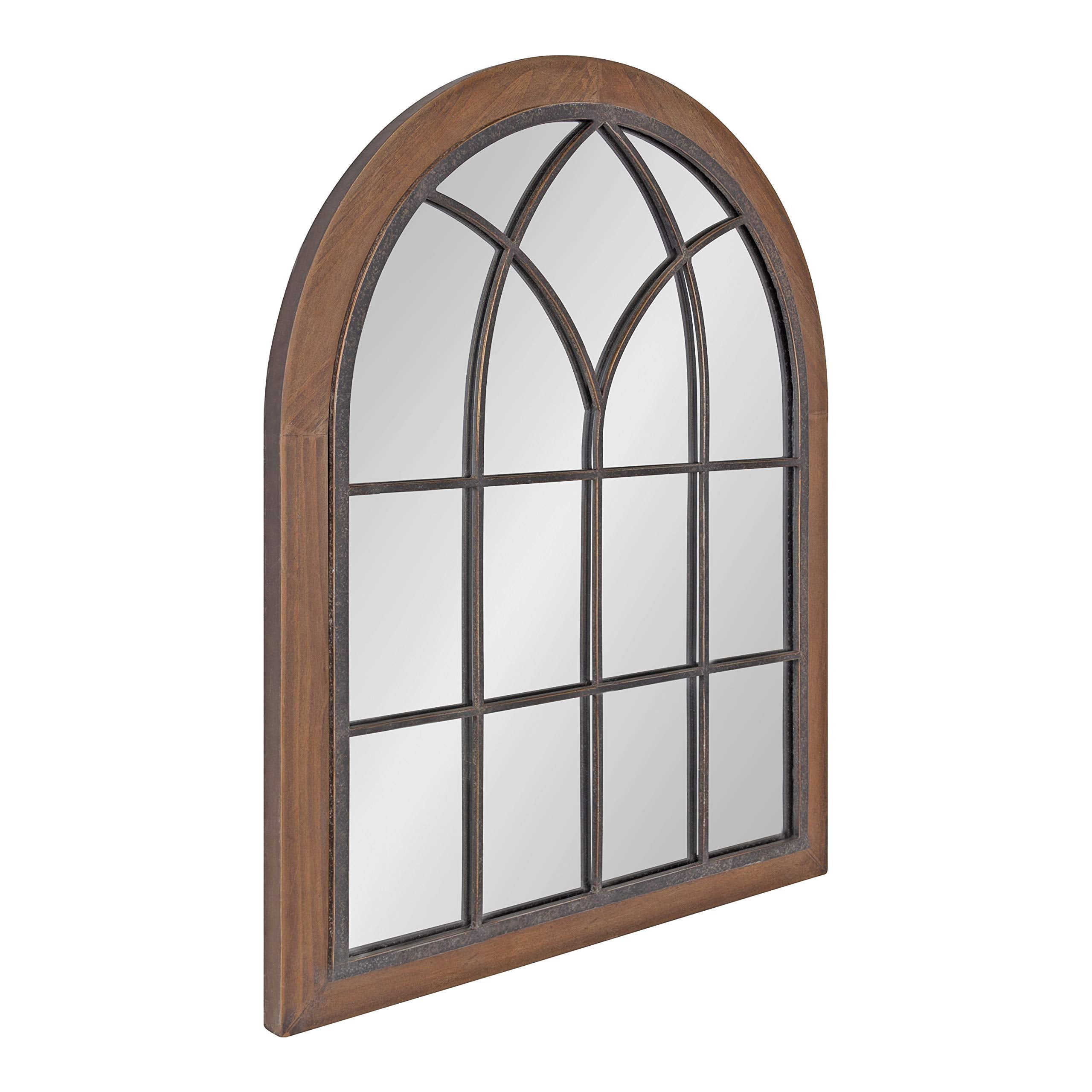 Kate and Laurel Nola Classic Arch Wood Framed Wall Mirror, 22 x 28, Rustic Brown, Shabby-Chic Farmhouse Wall Decor