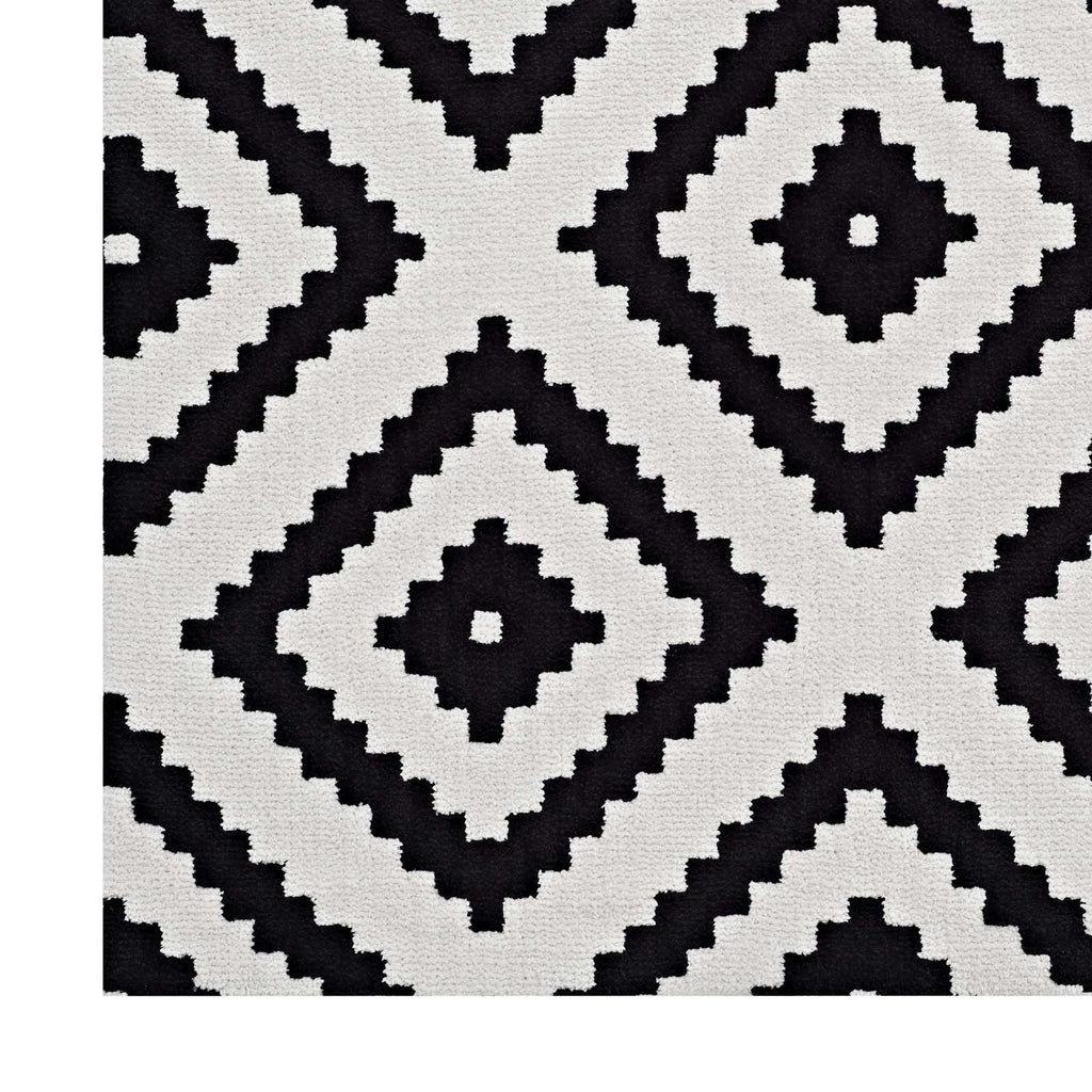 Modway Alika Abstract Diamond Trellis Area Rug, 8X10, Black And White