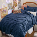 Bedsure Twin Comforter Set With Sheets - 5 Pieces Twin Bedding Sets, Pinch Pleat Navy Blue Twin Bed In A Bag With Comforter, She