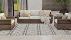 Mad Mats Geometric Outdoor Rug, Reversible Plastic Mat (2.5' X 6', Grey/White)
