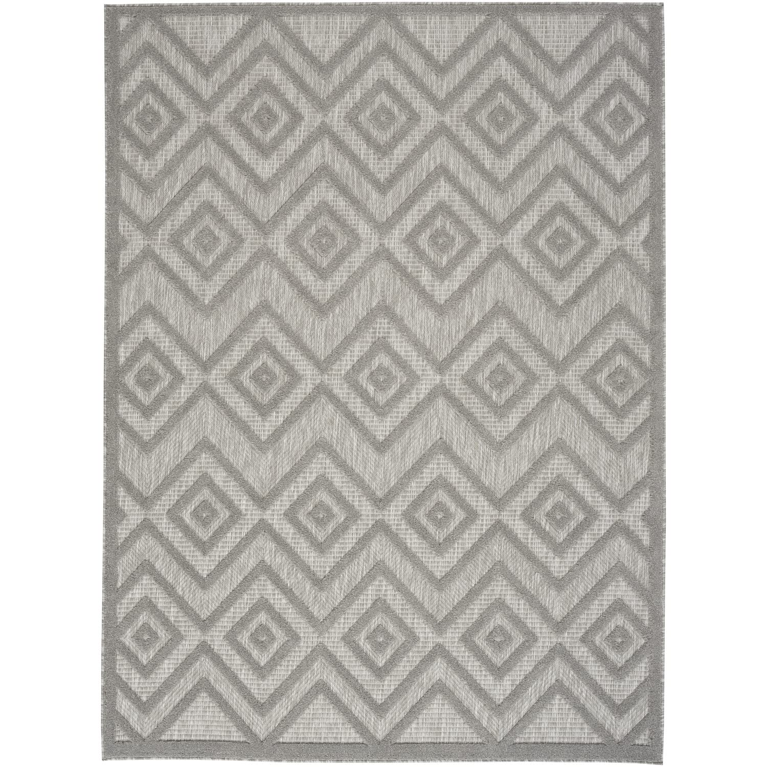 Nourison Versatile Indoor/Outdoor Silver Grey 5' x 7' Area-Rug, Easy-Cleaning, Non Shedding, Bed Room, Living Room, Dining Room,