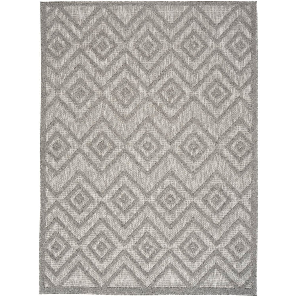 Nourison Versatile Indoor/Outdoor Silver Grey 6' X 9' Area Rug, Moroccan, Modern, Bedroom, Living Room, Backyard, Deck, Patio, Easy Clean, Non Shedding (6X9)