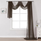 DONREN Chocolate Brown Window Scarf for Outdoor Decoration - Add Luxury Beautiful Elegant Effect to Curtain Panels (1 Panel, 52 