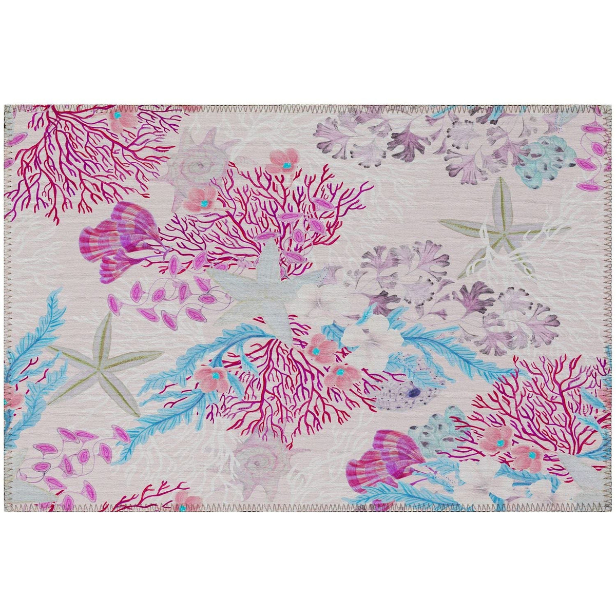 Seabreeze Sz1 Pink Coastal Rug Rectangle 10' X 14'