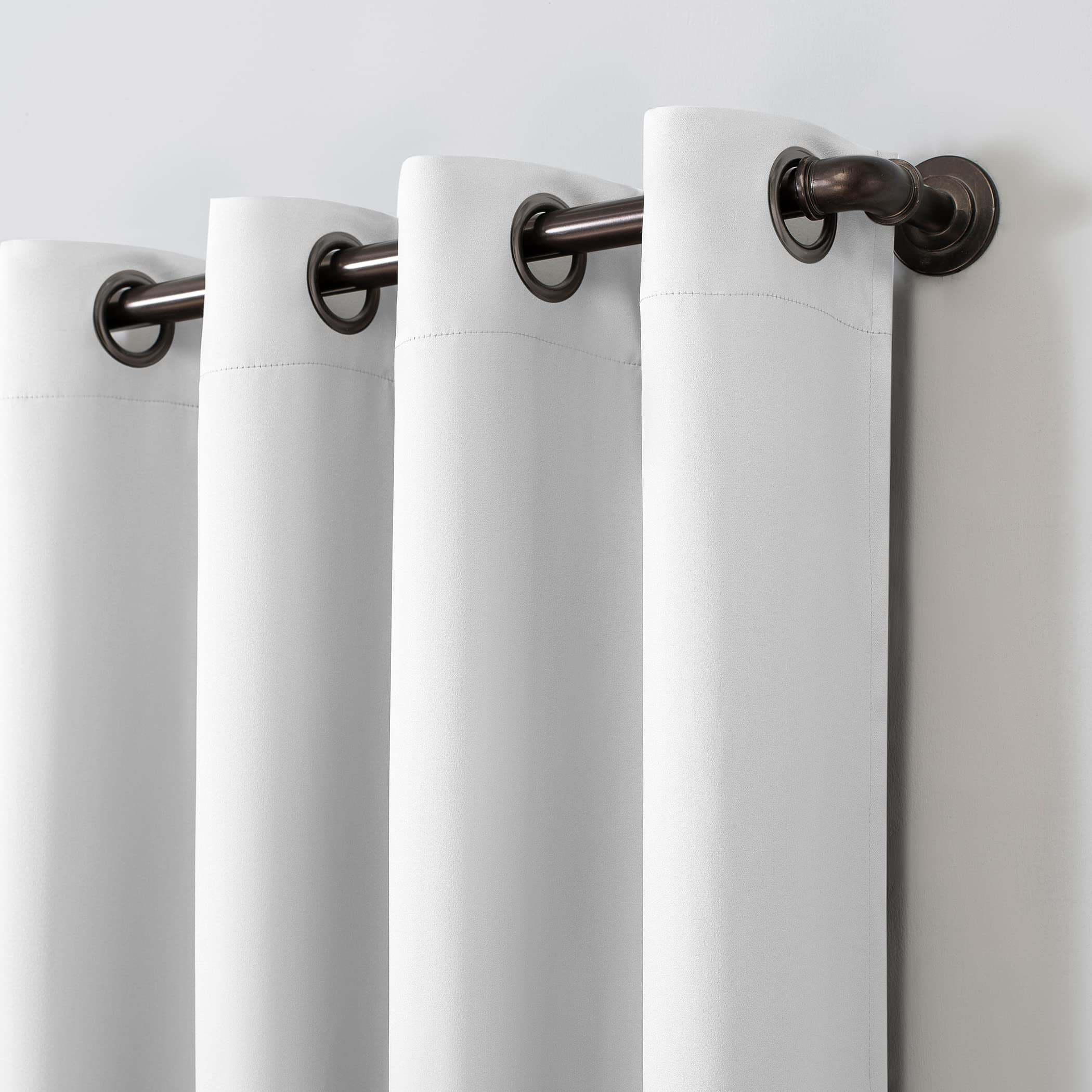 Sun Zero Nordic 2-Pack Theater Grade Noise Reducing Extreme 100% Blackout Grommet Curtain Panel Pair, 52' X 63, White
