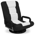 Best Choice Products Swivel Gaming Chair 360 Degree Multipurpose Floor Chair Rocker For Tv, Reading, Playing Video Games W/Lumbar Support, Armrest Handles, Adjustable Backrest - Black/White