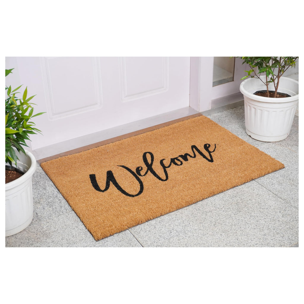 Calloway Mills Cursive Welcome Doormat (Tan/Black, 24' X 36')