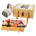 Hap Tim Wicker Picnic Basket For 2 With Mini Folding Wine Picnic Table & Large Insulated Cooler Bag & Cutlery Service Kits For 2