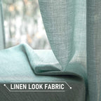 Miulee Teal Green Faux Linen Look Curtains 2 Panels For Bedroom Living Room Semi Sheer Light Filtering Privacy Curtains Natural