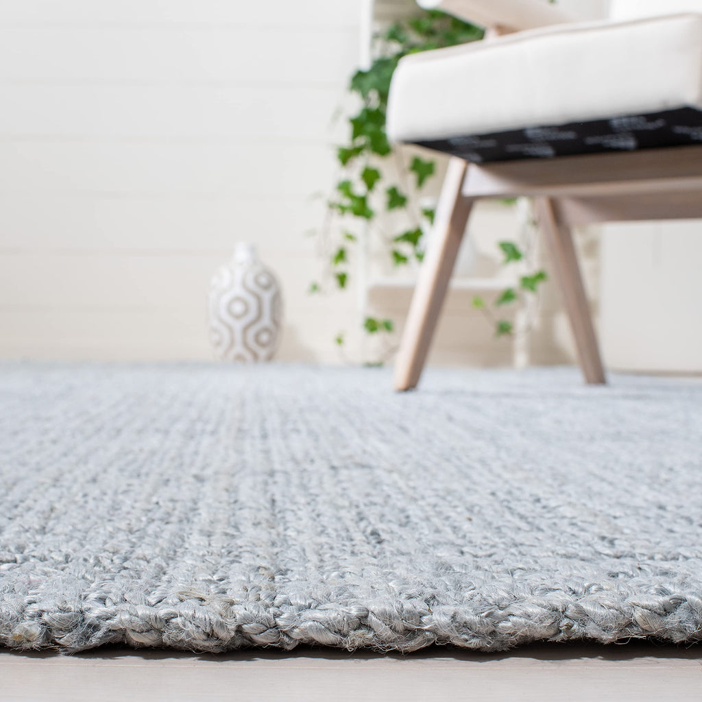 Safavieh Natural Fiber Collection Area Rug - 7' Square, Light Grey, Handmade Farmhouse Jute, Ideal For High Traffic Areas In Liv