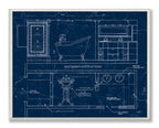 Stupell Home D  cor Master Blueprint Bathroom Wall Plaque, 10 x 0.5 x 15, Proudly Made in USA