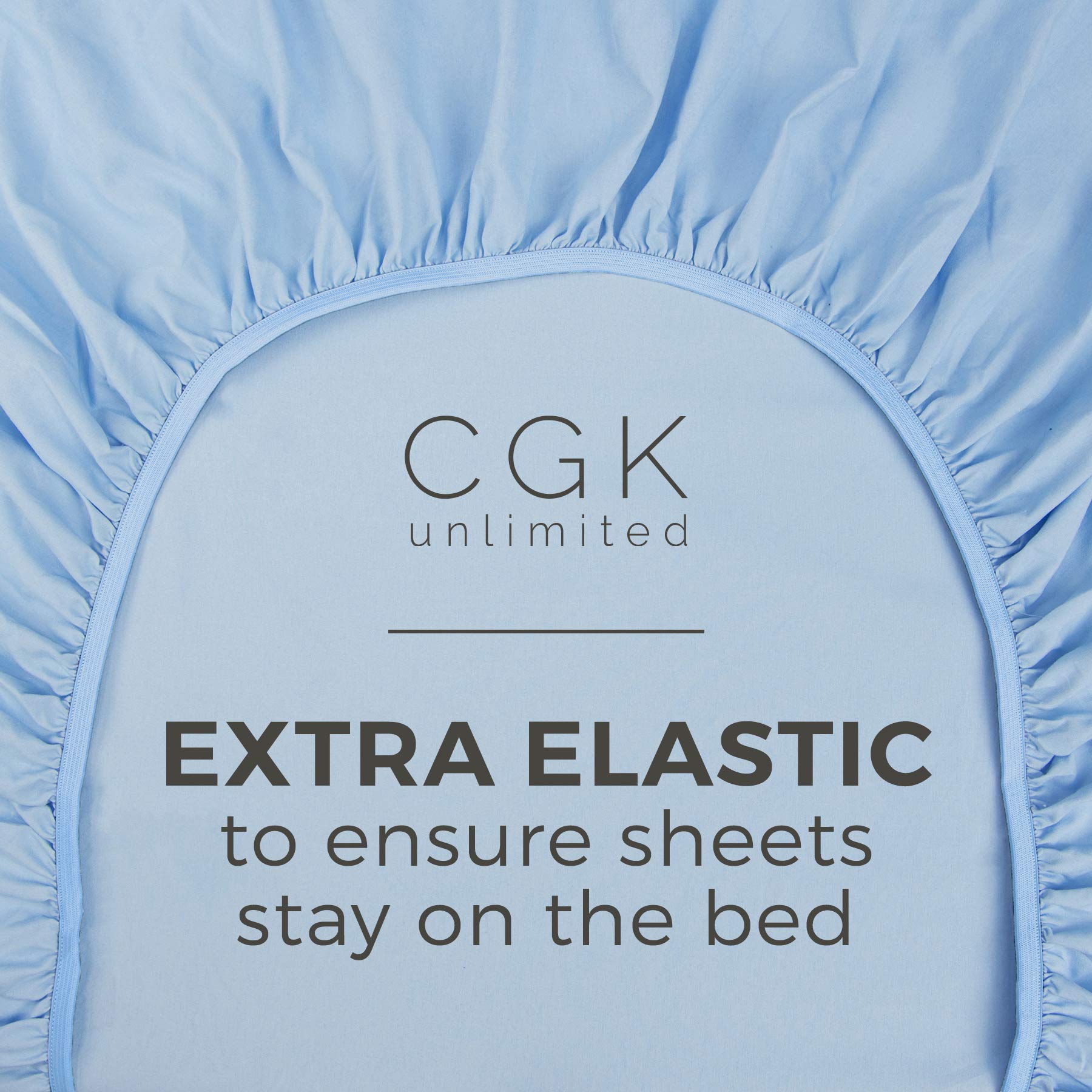 Full Size Fitted Bed Sheet - Hotel Luxury Single Fitted Sheet Only - Fits Mattress Up To 16' - Extra Soft, Wrinkle Free, Breathable Sheet For Women, Men, Kids & Teens - Light Blue Single Fitted Sheet