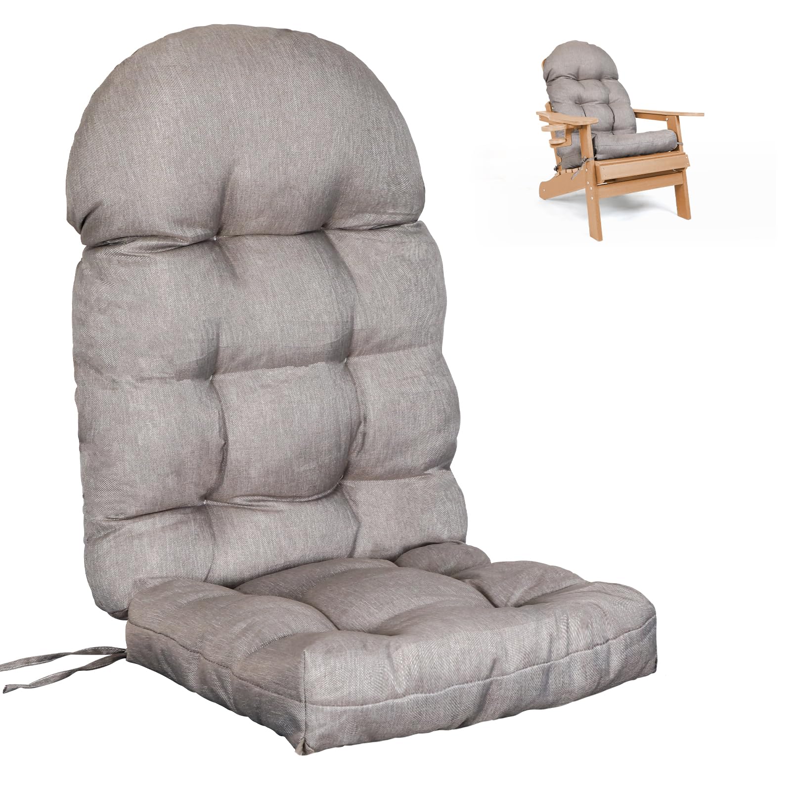 Mguio Adirondack Chair Cushion, Outdoor Rocking Chair Water Resistant Glider Rocker Chairs Replacement Cushions Set With Straps,