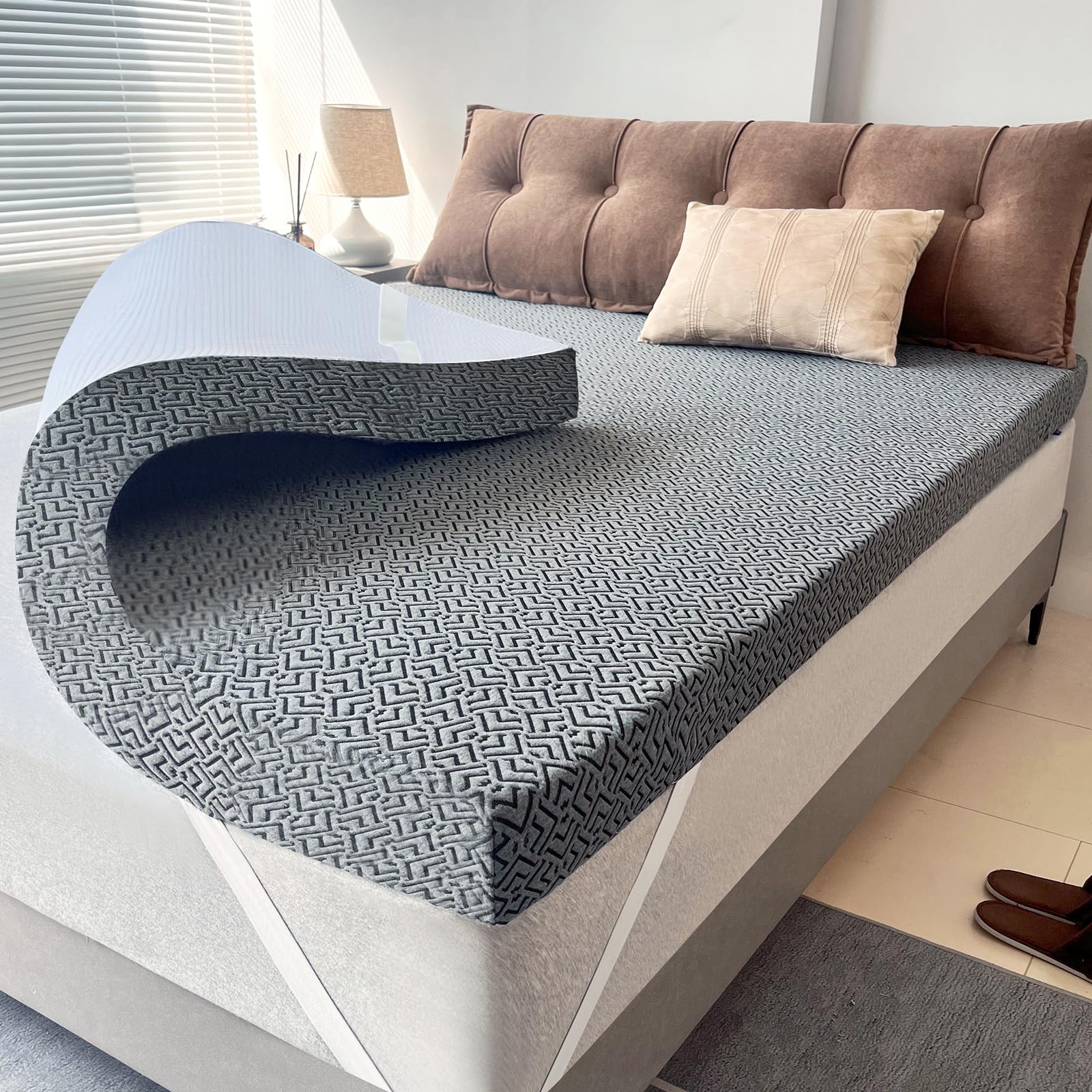 4 Inch Memory Foam Mattress Topper,Cooling Gel Infused High Density King(76 'X80 ') Topper With Removable Skin-Friendly Cover,