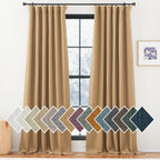 NICETOWN Thick Living Room Curtains 84 inches Long, Rod Pocket/Back Tab/Hook Belt Faux Linen Room Darkening Curtains Thermal Ins