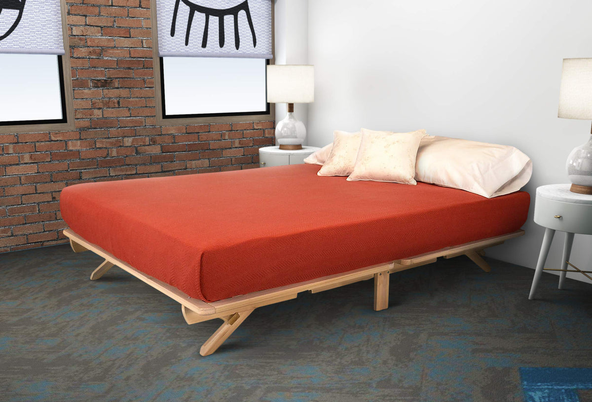 KD Frames Fold Platform Bed - Twin Bed Frame - Unfinished Wood Bed Frame - Foldable Twin Bed - Natural, Minimalist Bed - Easy As