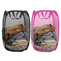 Aplter Pop Up Laundry Hamper Pack of 2 Mesh Collapsible Laudry Baskets with Side Pocket and Handles, Easy to Carry for Cruise, H
