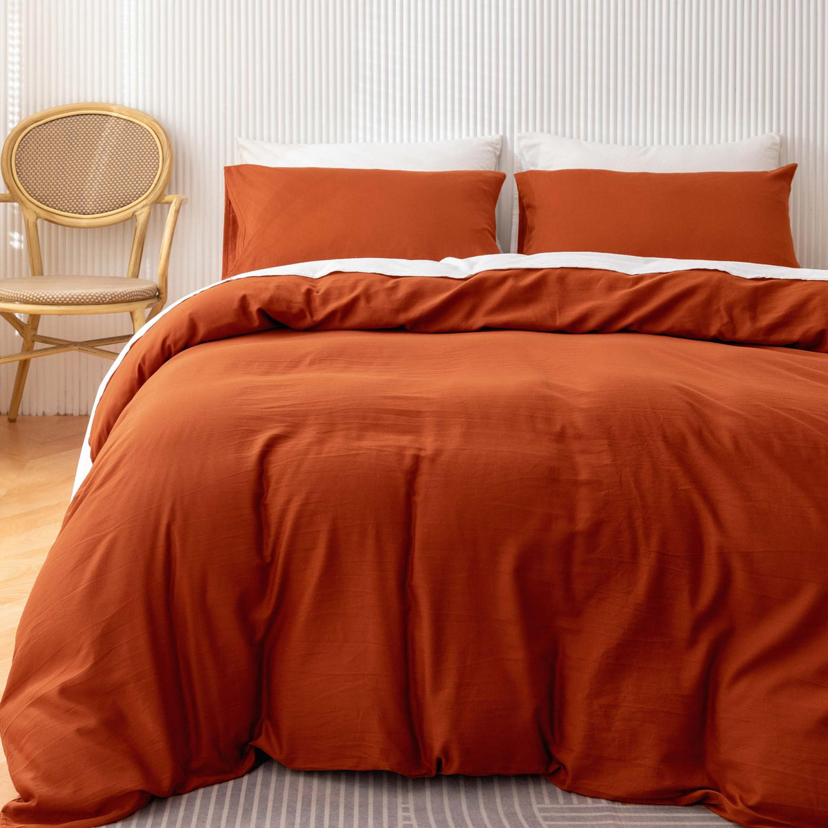 Heimenaogo 600 Tc Cotton Duvet Cover Twin/Twin Xl Size Ultra Soft And Breathable Bedding Set With Zipper Closure Long Staple Was