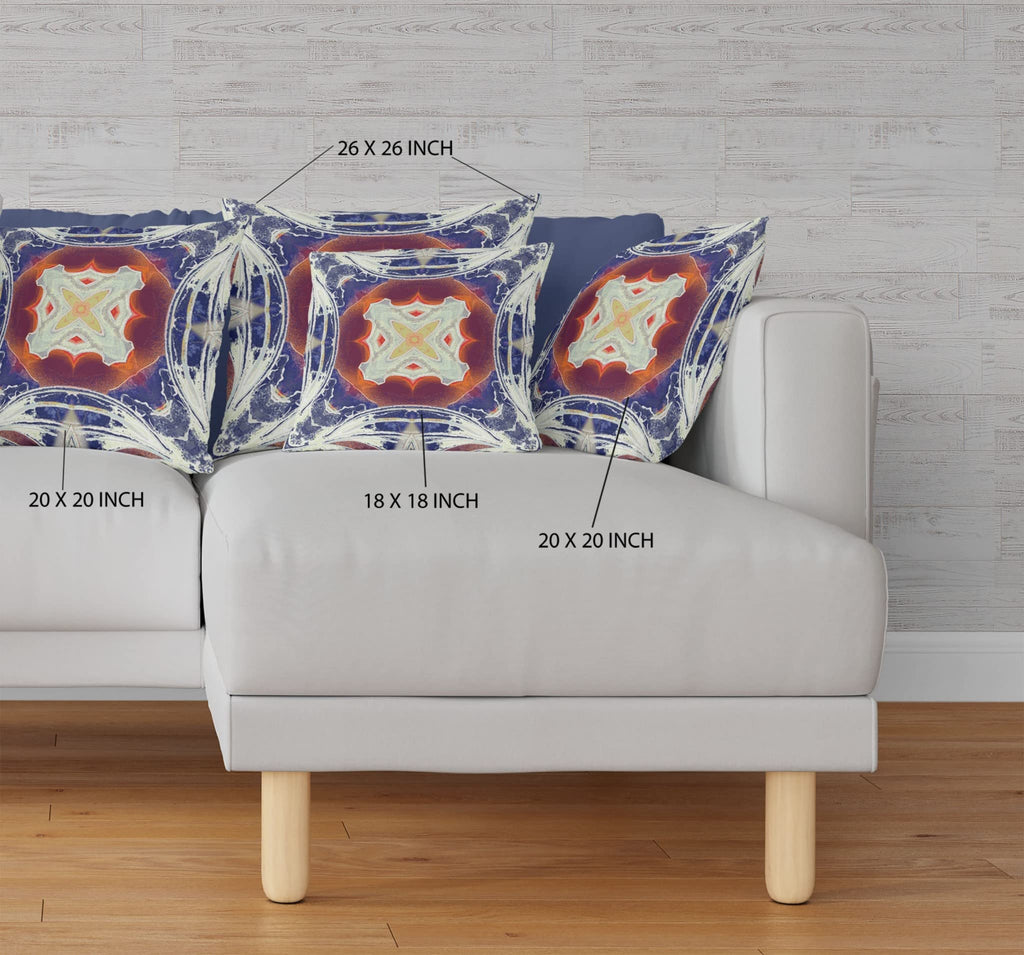 HomeRoots Indigo Orange Magenta White 20â€ Indigo White Geo Tribal Suede Throw Pillow