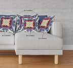 HomeRoots Indigo Orange Magenta White 16â€ Indigo White Geo Tribal Suede Throw Pillow