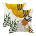 Boho Pillow Covers 18X18 Set Of 2 Green Yellow Gold Sunset Throw Pillow Covers Outdoor Decoration Mid Century Bohemian Style Tro