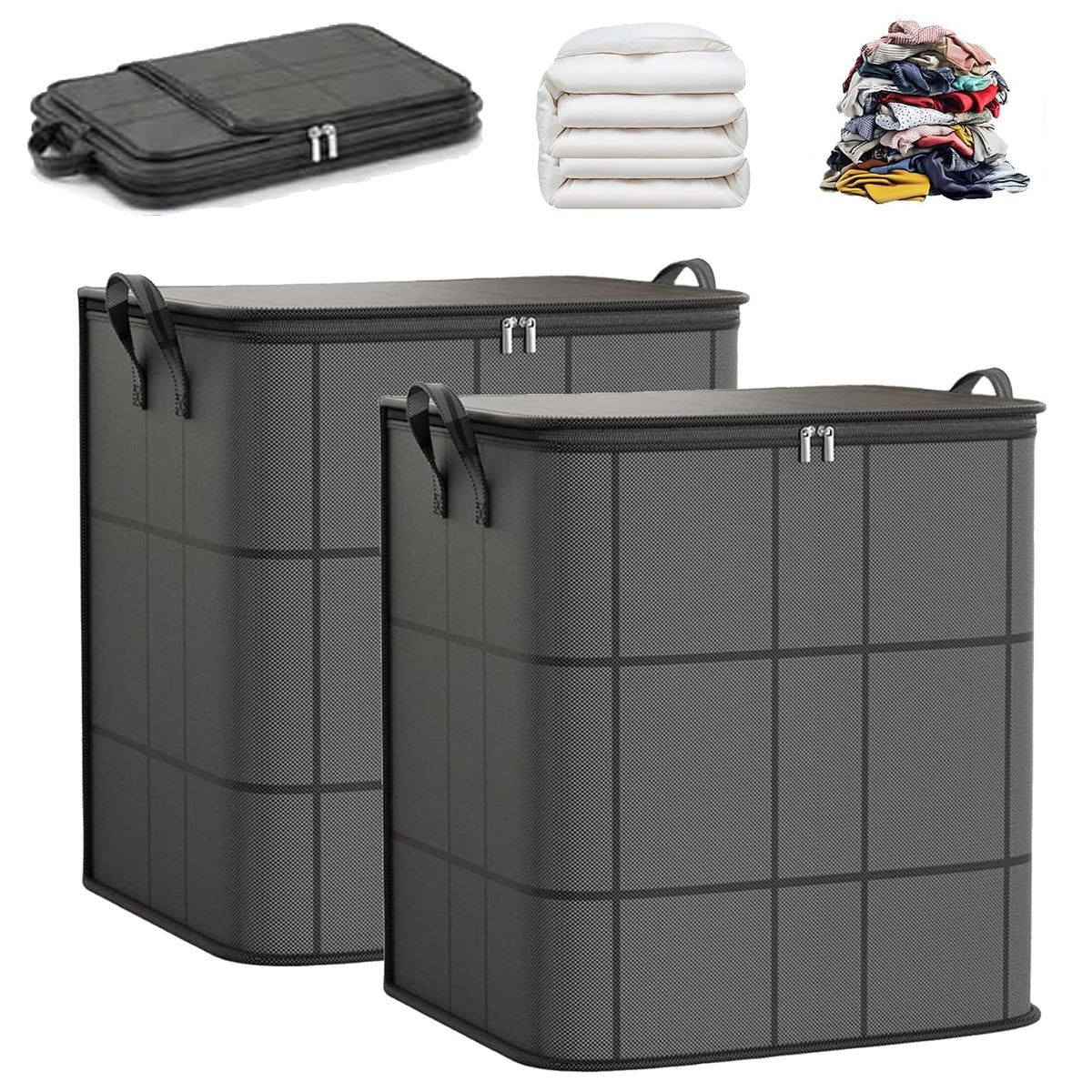 Niaoyun Spacious Moving Storage Bin, Large Capacity Zippered Fabric, Organizer for Bedding and Clothes, Foldable with Reinforced