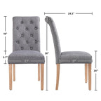 Yaheetech Fabric Upholstered Dining Chairs Set Of 2 Button Tufted High Back Kitchen Chairs With Solid Wood Legs For Home, Restaurant, Dining Room, Dark Gray