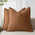 Foindtower Pack of 2, Decorative Linen Soild Throw Pillow Covers Soft Accent Cushion Case Boho Farmhouse Pillowcase for Chair Co
