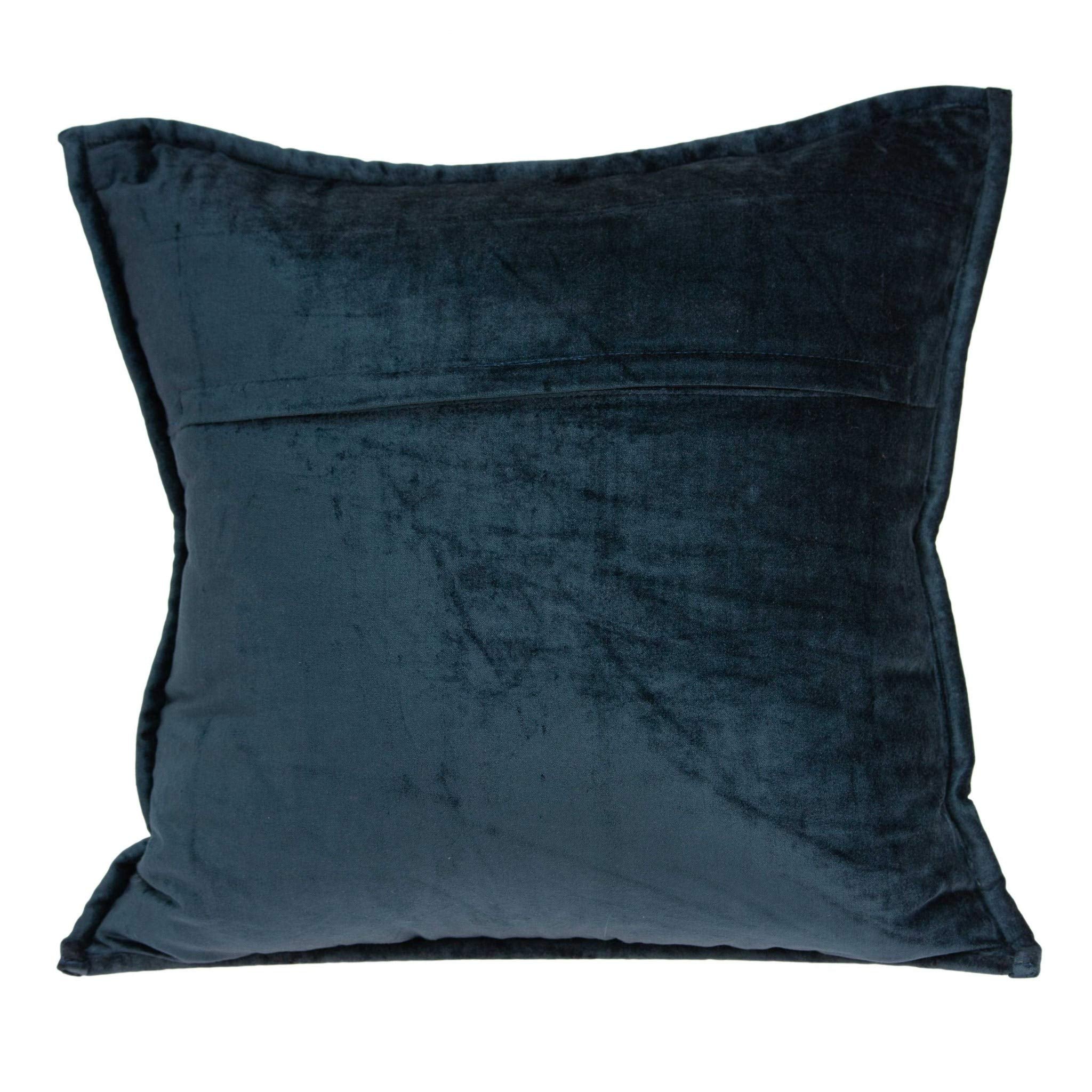 HomeRoots 50% Cotton, 50% Viscose 20' X 7' X 20' Dark Blue Solid Quilted Pillow Cover with Down Insert