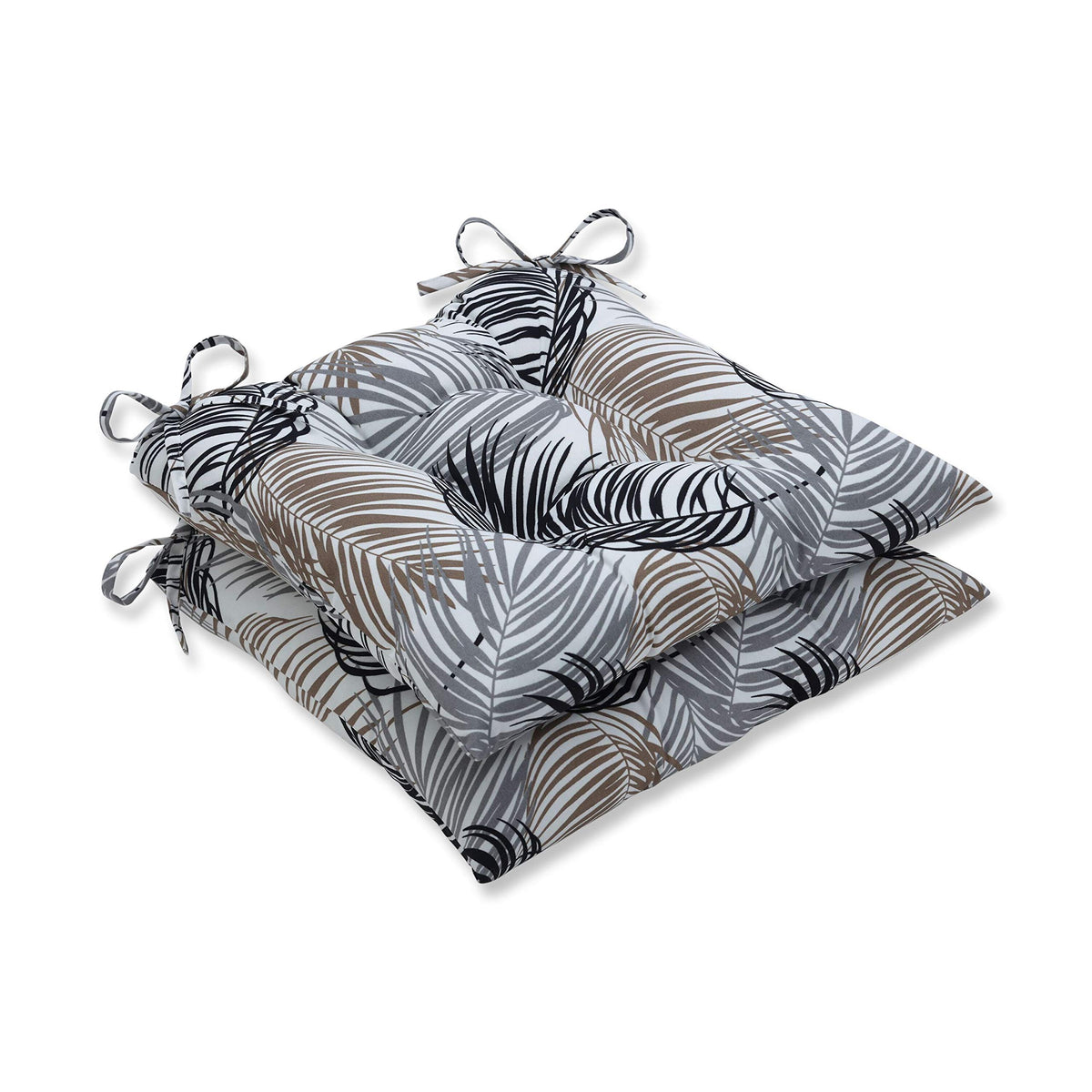 Pillow Perfect Outdoor/Indoor Tufted Seat Cushions (Square Back), 18.5' X 19', Black Setra Stone 2 Count