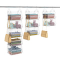 5 Tier Closet Hanging Organizer, Clothes Hanging Shelves with 4 Hanging Hooks 5 S Hooks, Wire Storage Basket Bins, for Clothing 