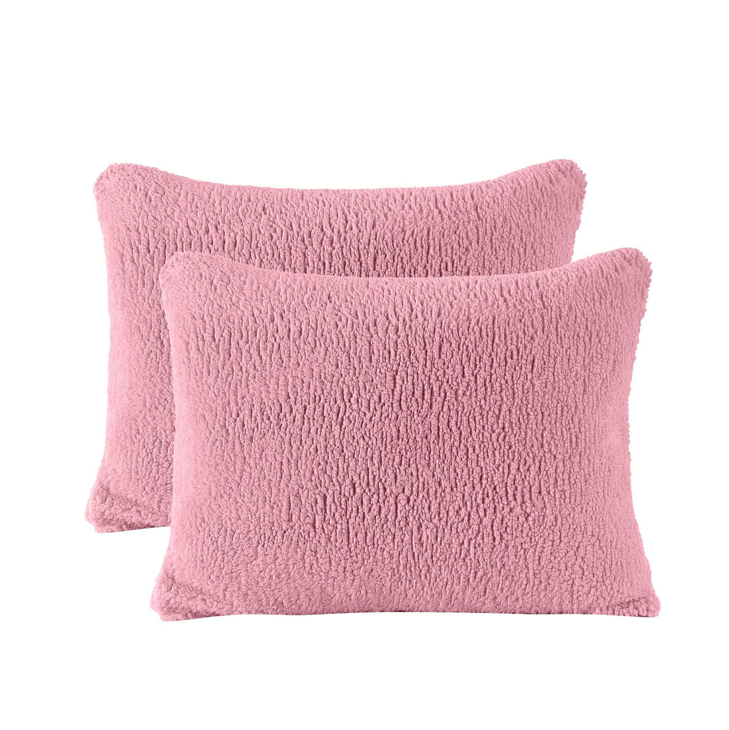 Reafort Ultra Soft Sherpa Pillowcases Pillow Covers Standard Size 20''x26'' Pack of 2 with Zipper Closure (Pink, 20   x26    Sta